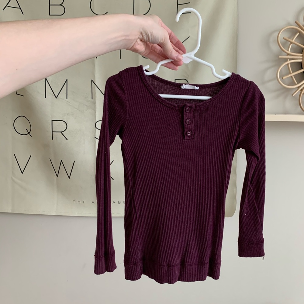 Mulberry ribbed Henley top
